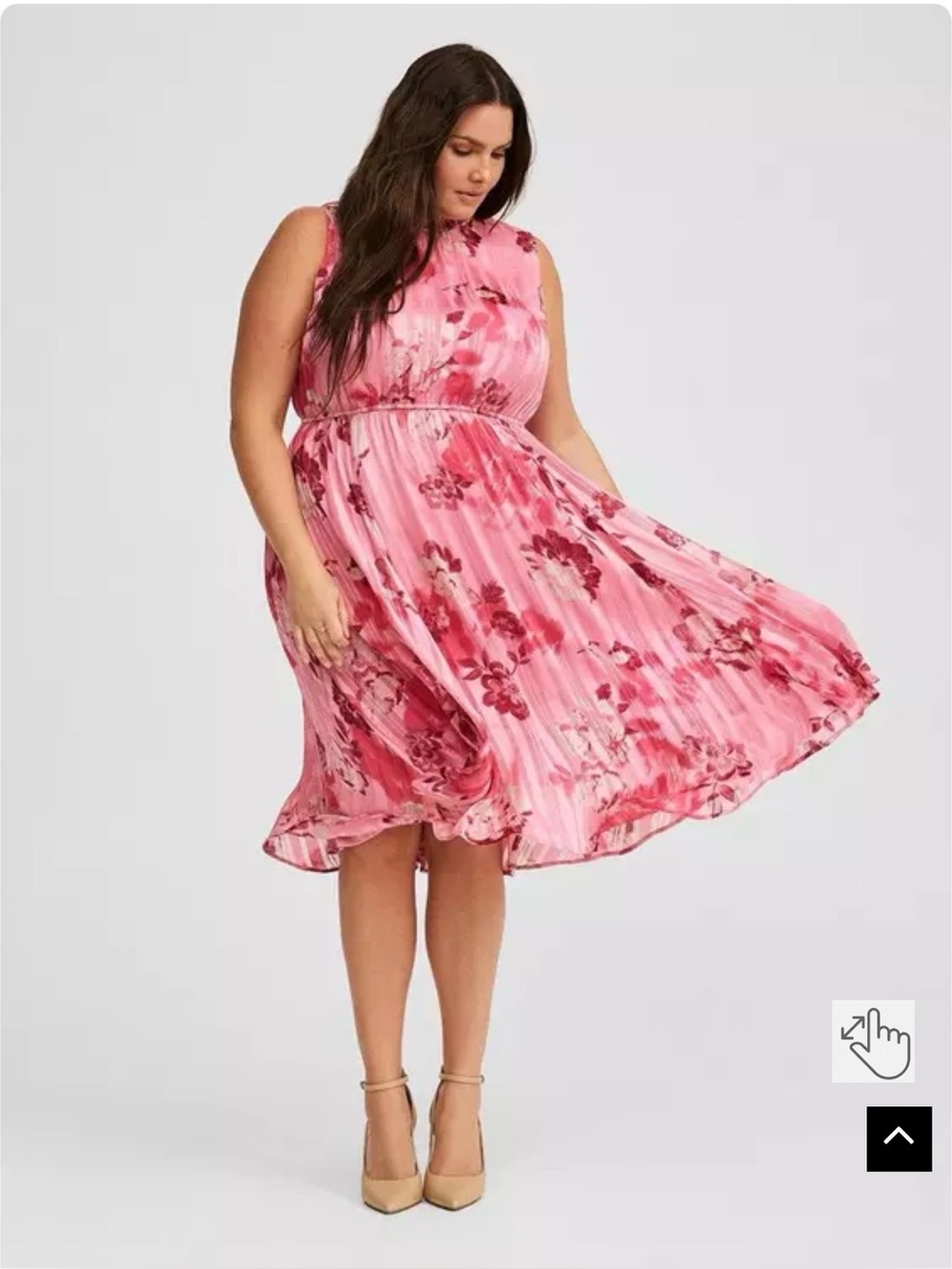 torrid Pink Floral Pleated Midi Dress